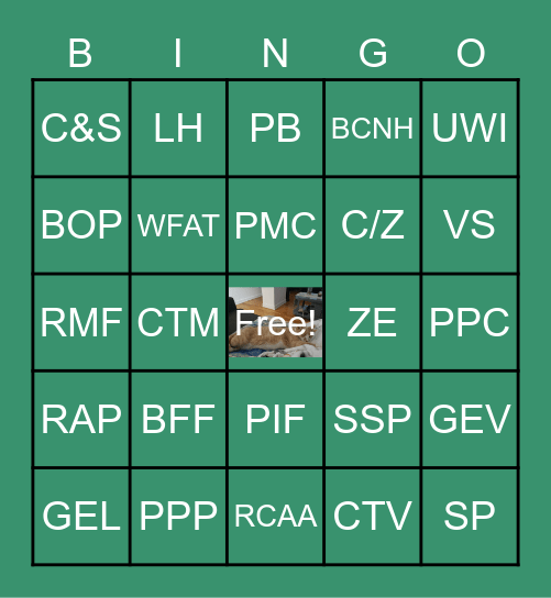 Alphabet ZooP Bingo Card