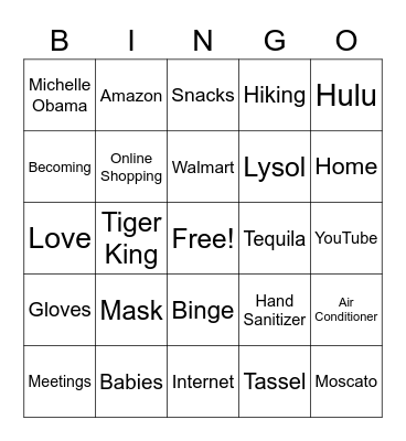 Quarantine Bingo Card