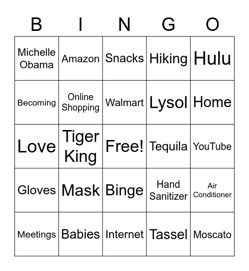 Quarantine Bingo Card