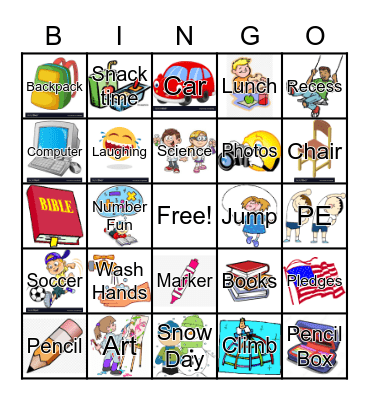 FIRST GRADE Bingo Card