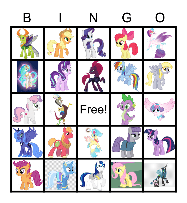 My Little Pony Bingo Card