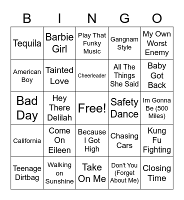 One Hit Wonders Bingo Card