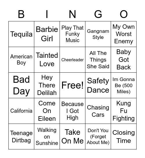 One Hit Wonders Bingo Card