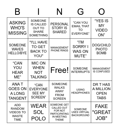 SOL BINGO Card
