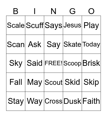 Fun Friday Bingo Card