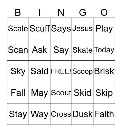 Fun Friday Bingo Card