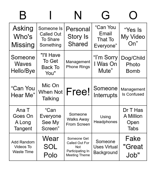 SOL BINGO Card