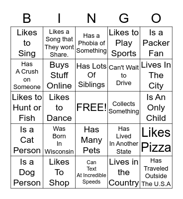 People BINGO Card