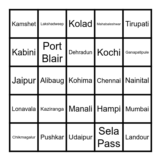 Incredible India Travel Tambola Bingo Card