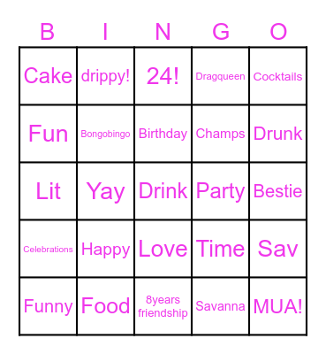 Birthday Bongo Bingo Card
