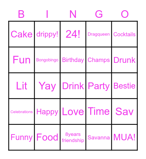 Birthday Bongo Bingo Card