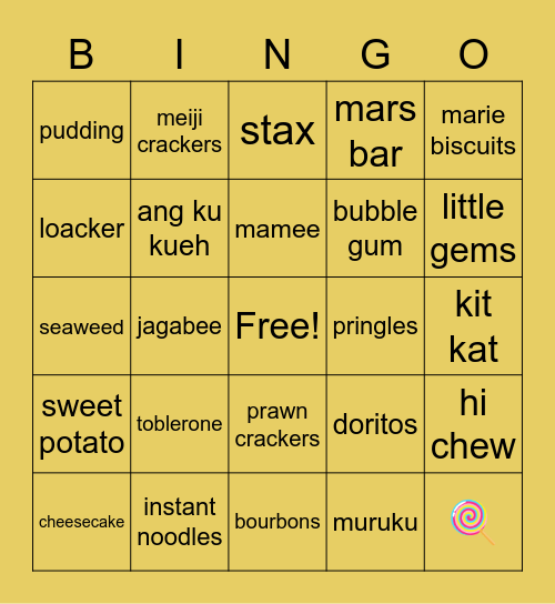 snacks i luv🥵 Bingo Card