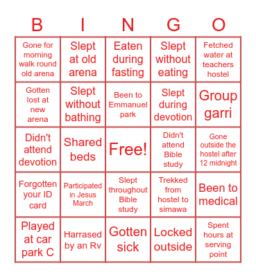 RCCG CONVENTION EDITION Bingo Card