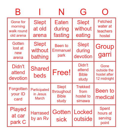 RCCG CONVENTION EDITION Bingo Card