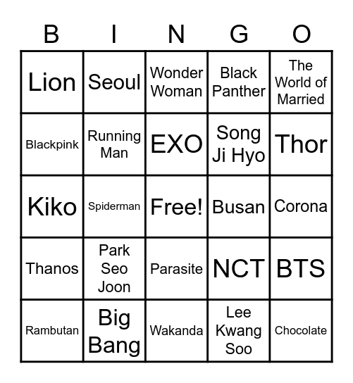 BINGO with Mars Bingo Card