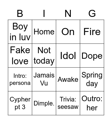 Untitled Bingo Card