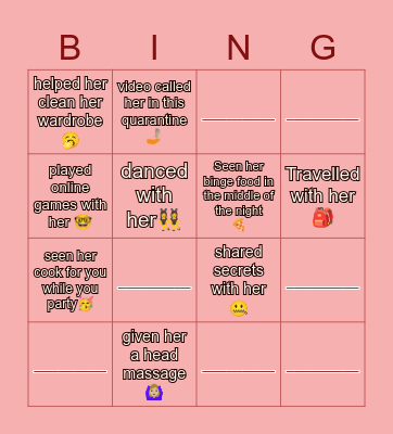 FALAK’S BIRTHDAY Bingo Card