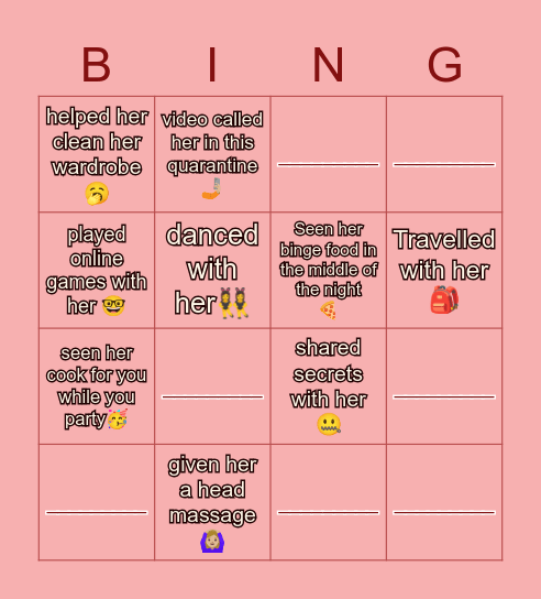 FALAK’S BIRTHDAY Bingo Card