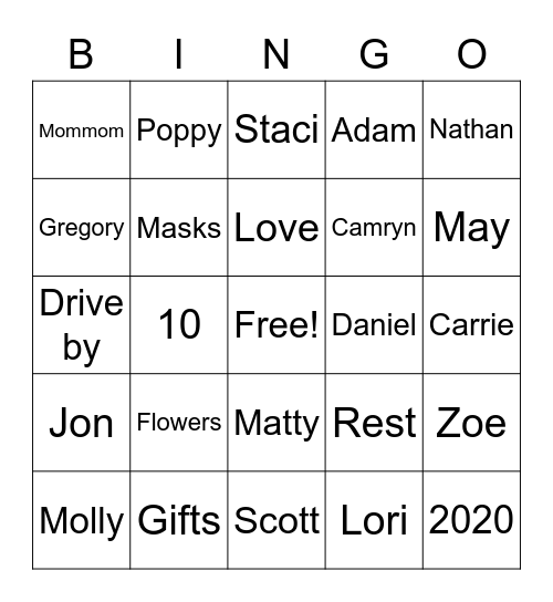Mothers Day Bingo Card