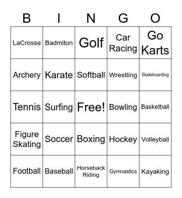 Bobcat Bingo Sports Bingo Card