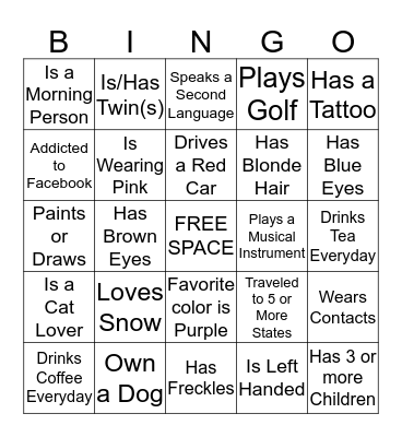 Get to Know Your Co-Worker Bingo Card