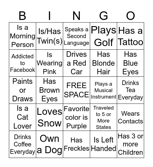 Get to Know Your Co-Worker Bingo Card