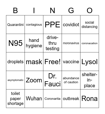 Pandemic Talk Bingo Card