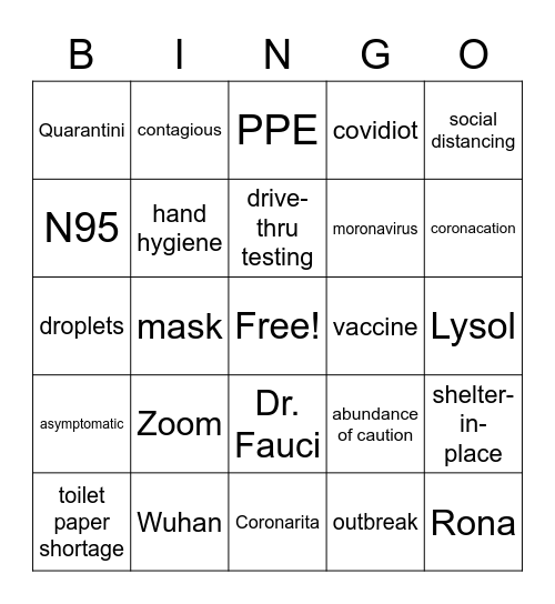 Pandemic Talk Bingo Card