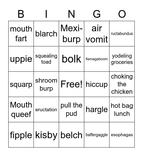 BURP! Bingo Card