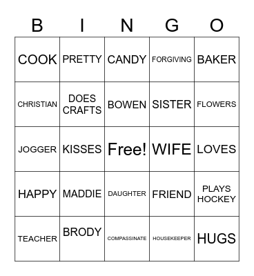 ALL ABOUT MOM! Bingo Card