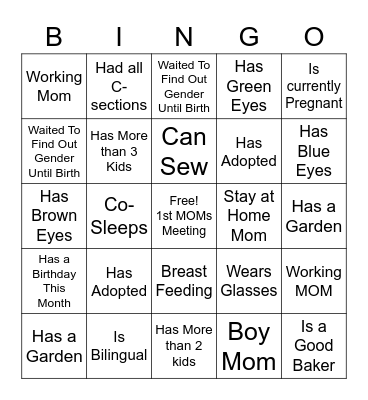 MOMs Bingo Card
