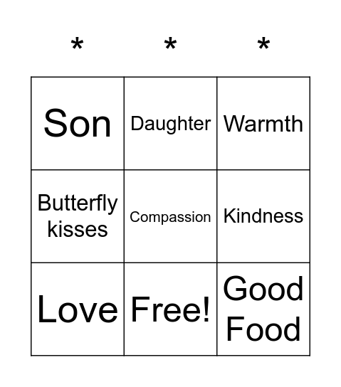 MOTHERS DAY Bingo Card