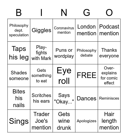 ANDREW BINGO Card