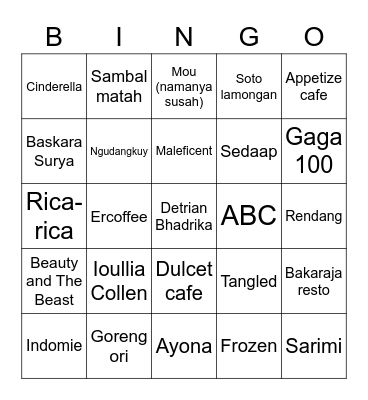 Bingo sama Andra Lagi Bingo Card