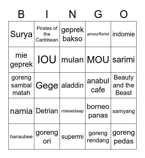 astituuut Bingo Card