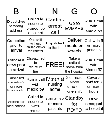 EMS 53 Bingo Card