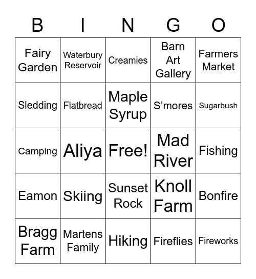 VT BINGO Card
