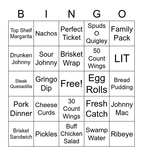 O'Quigley Bingo Card