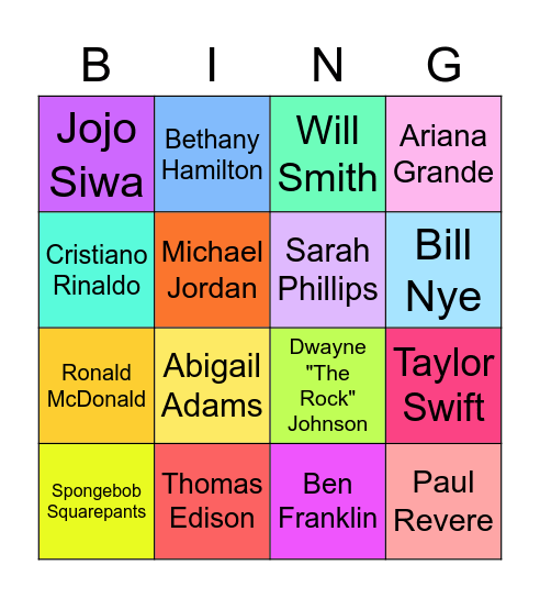 Guess Who Bingo! Bingo Card