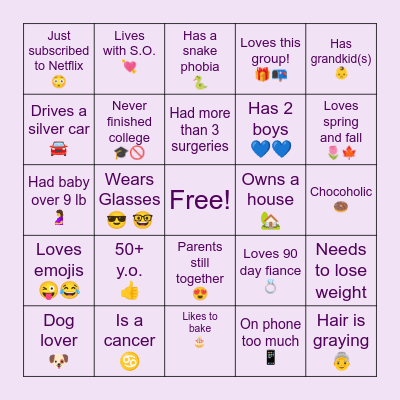 Dawn's Bingo Card