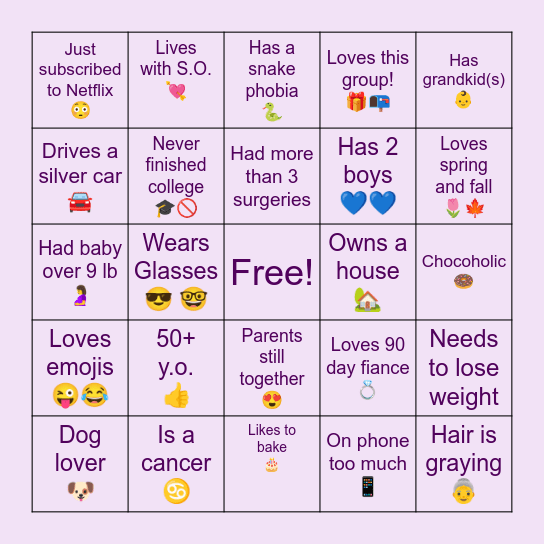 Dawn's Bingo Card