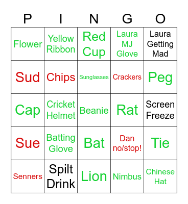 Games Night Pingo Bingo Card