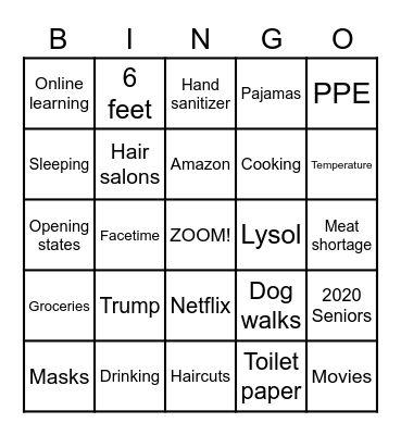 COVID Bingo Card