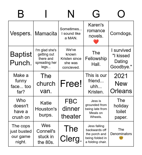 Night of Amazing BINGO Card
