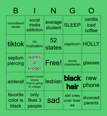 Sophia Mullins Bingo Card