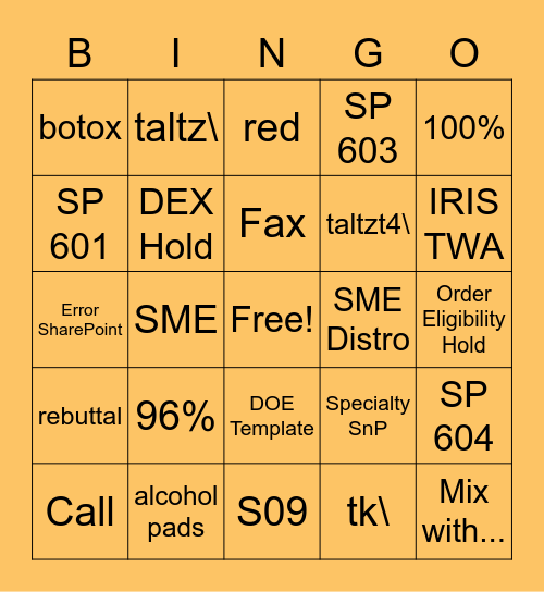 Trivia Bingo! Version 2.0 Bingo Card
