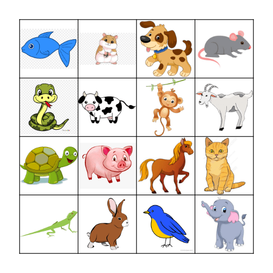 Animal Bingo Card