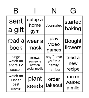 COVID-19 Bingo Card