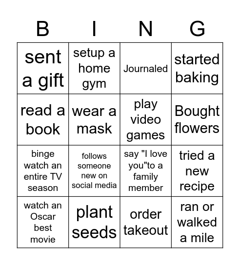 COVID-19 Bingo Card