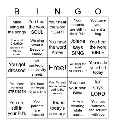 CB Kids Bingo for May 10 Bingo Card